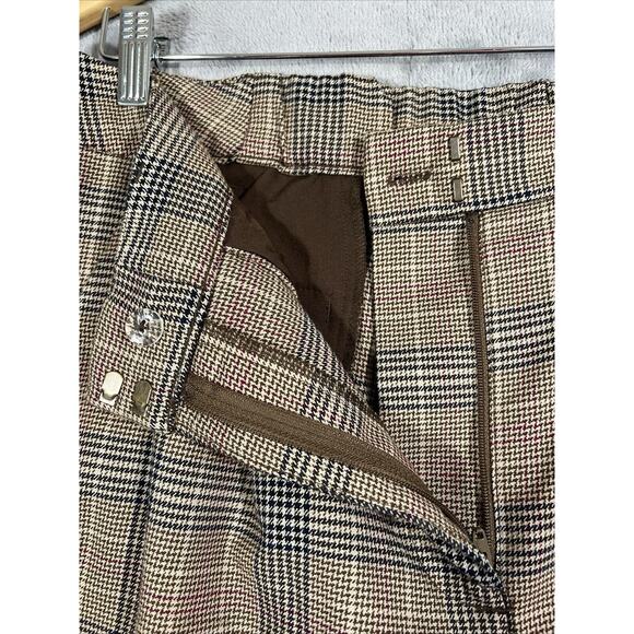 OLD NAVY Trouser Large High Waisted Taylor Wide Leg Brown Plaid Full Length Pant - Picture 10 of 15